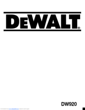 DeWalt DW920 Instruction Manual