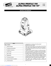 Clay Paky ALPHA PROFILE 700 Instruction Manual