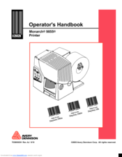 Avery Dennison Monarch 9855 Operator's Handbook, Maintenance, Service & Parts Manual