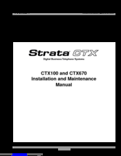 Toshiba STRATA CTX100 Installation And Maintenance Manual