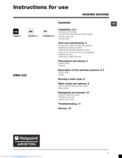 Indesit WMG 622 Instructions For Use Manual