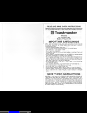 Toastmaster 1719 Instructions Manual