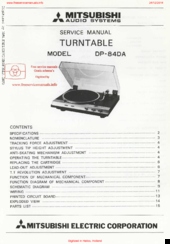 Mitsubishi Electric DP-84DA Service Manual