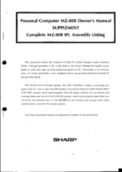 Sharp MZ-808 Owner's Manual
