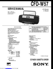 Sony CFD-W57 - Cd Radio Cassette-corder Service Manual