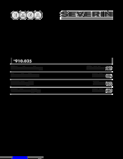 SEVERIN 910.035 Instructions For Use Manual