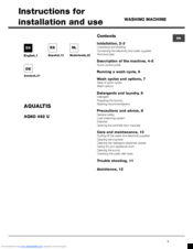 Hotpoint AQUALTIS AQ8D 492 U Instructions For Installation And Use Manual