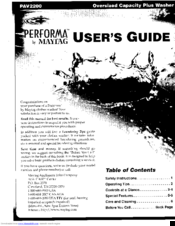 Maytag Performa PAV2200 User Manual