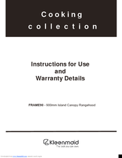 Kleenmaid FRAME90 Instructions For Use And Warranty Details