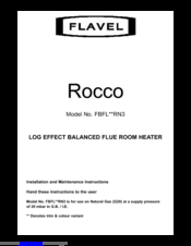 Flavel Rocco FBFL**RN3 Installation And Maintenance Instructions Manual