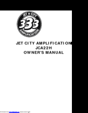 JET CITY AMPLIFICATION JCA22H Owner's Manual