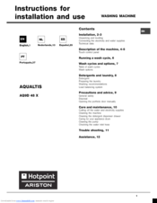 Hotpoint Ariston AQUALTIS AQ9D 48 X Instructions For Installation And Use Manual