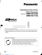 Panasonic DMR-HCT130 Operating Instructions Manual