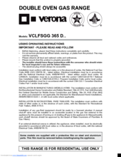Verona VCLFSGG 365 D Series User Operating Instructions Manual