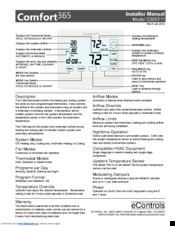Econtrols Comfort 365 C365T11 Installer Manual