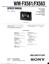 Sony Walkman WM-FX563 Service Manual