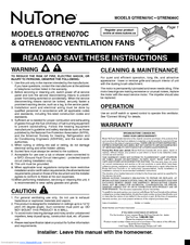 NuTone QTREN080C Instruction Manual