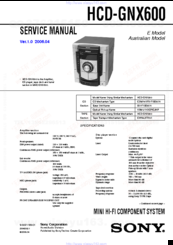 Sony HCD-GNX600 Servise Manual