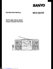 Sanyo MCD-S870F Instruction Manual