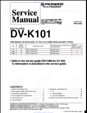 Pioneer DV-K101 Service Manual