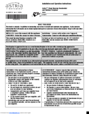 Astria CAT36P3 Installation And Operation Instructions Manual
