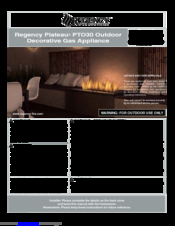 Regency PTO30-NG1 Owners & Installation Manual