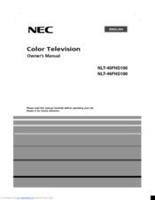 Nec NLT-40FHD100 Owner's Manual