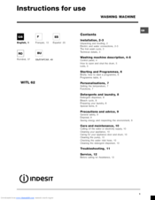 Indesit WITL 62 Instructions For Use Manual