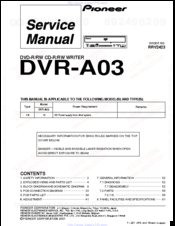 Pioneer DVR-A03 Service Manual