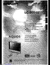 Sharp Aquos LC 20S4U Operation Manual