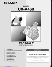 Sharp UX-A460 Operation Manual