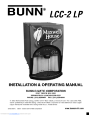 Bunn LCC-2 LP Installation And Operating Manual