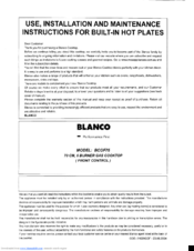 Blanco BCGF75 Use, Installation And Maintenance Instructions