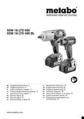 Metabo SSW 18 LTX 600 Original Instructions Manual