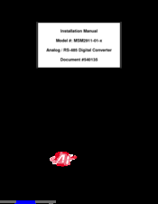 Audio international MSM2911-01-x Installation Manual