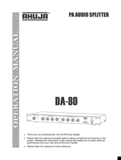 Ahuja DA-80 Operation Manual