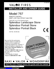 Valor fiers 757 Installer And Owner Manual