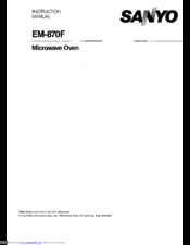 Sanyo EM-870F Instruction Manual
