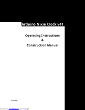 Arduino nixie v41 Operating Instructions Manual