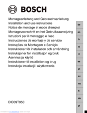 Bosch DID09T950 Installation And Use Instructions Manual