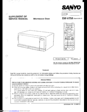 Sanyo EM-V758 Supplement Of Service Manual