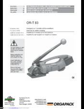 Orgapack OR-T 83 Operating And Safety Instructions Manual