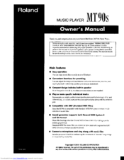 Roland MT90s Owner's Manual