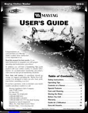 Maytag SAV-3 User Manual