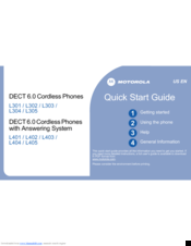 Motorola L301 - DECT 6.0 Cordless Phone Quick Start Manual