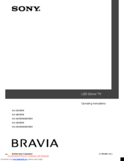 Bravia KLV-46V550A Operating Instructions Manual