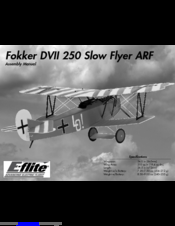 E-FLITE Fokker DVII 250 Slow Flyer ARF Assembly Manual