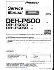 Pioneer DEH-P600 Service Manual