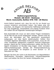 Andre Belfort AB-5510 Noblesse Instructions For Use Manual