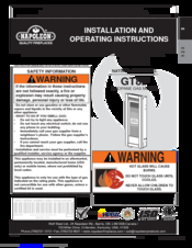 Napoleon TORCH GT8P Installation And Operating Instructions Manual